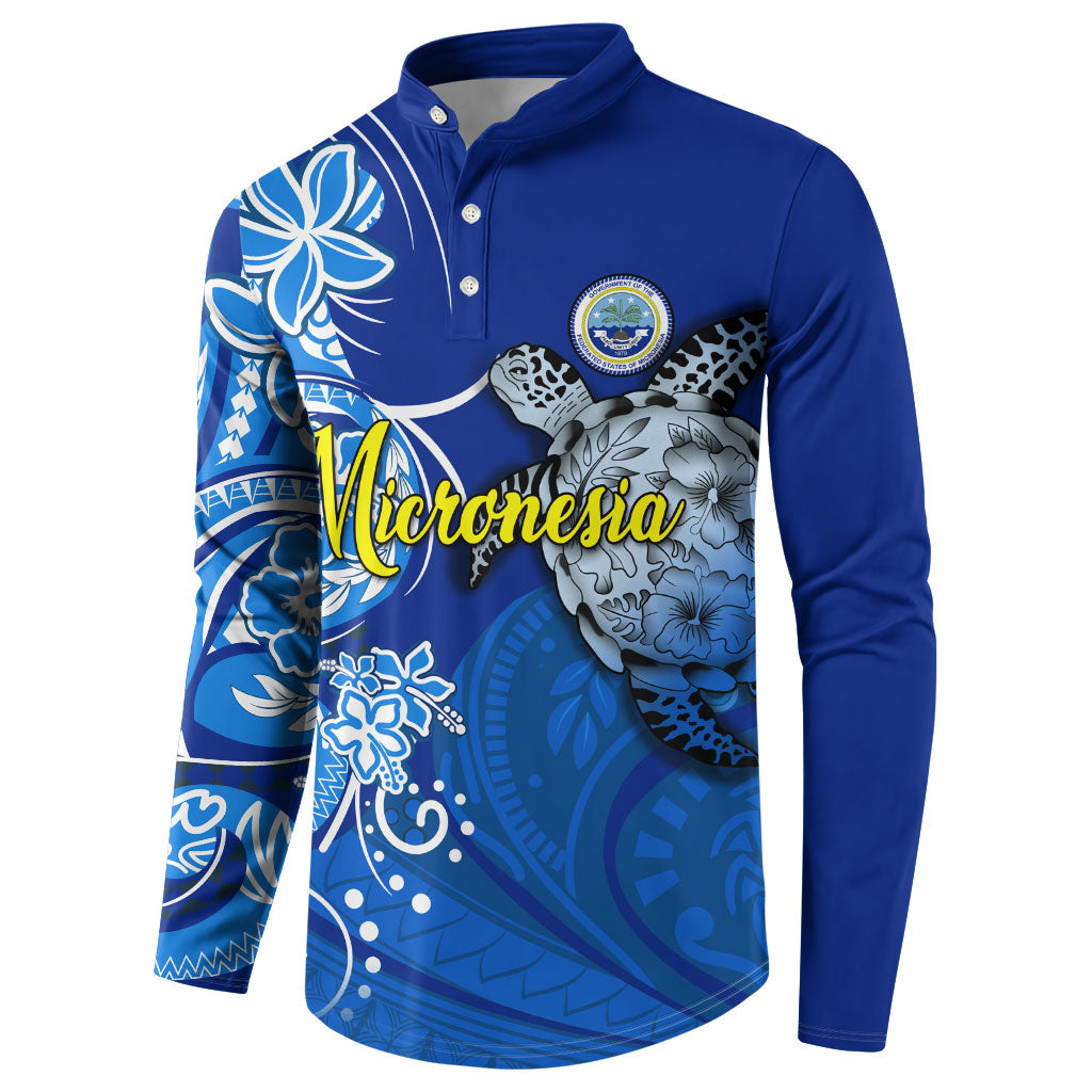 Micronesia Sea Turtle Button Sweatshirt Federated States Of Micronesia Tribal Floral Pattern TS04 - Polynesian Pride