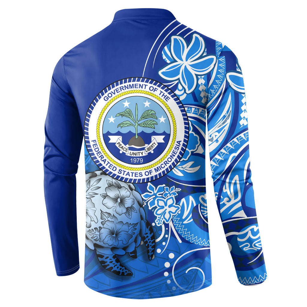 Micronesia Sea Turtle Button Sweatshirt Federated States Of Micronesia Tribal Floral Pattern TS04 - Polynesian Pride