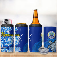 Micronesia Sea Turtle 4 in 1 Can Cooler Tumbler Federated States Of Micronesia Tribal Floral Pattern TS04 - Polynesian Pride