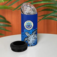 Micronesia Sea Turtle 4 in 1 Can Cooler Tumbler Federated States Of Micronesia Tribal Floral Pattern TS04 - Polynesian Pride