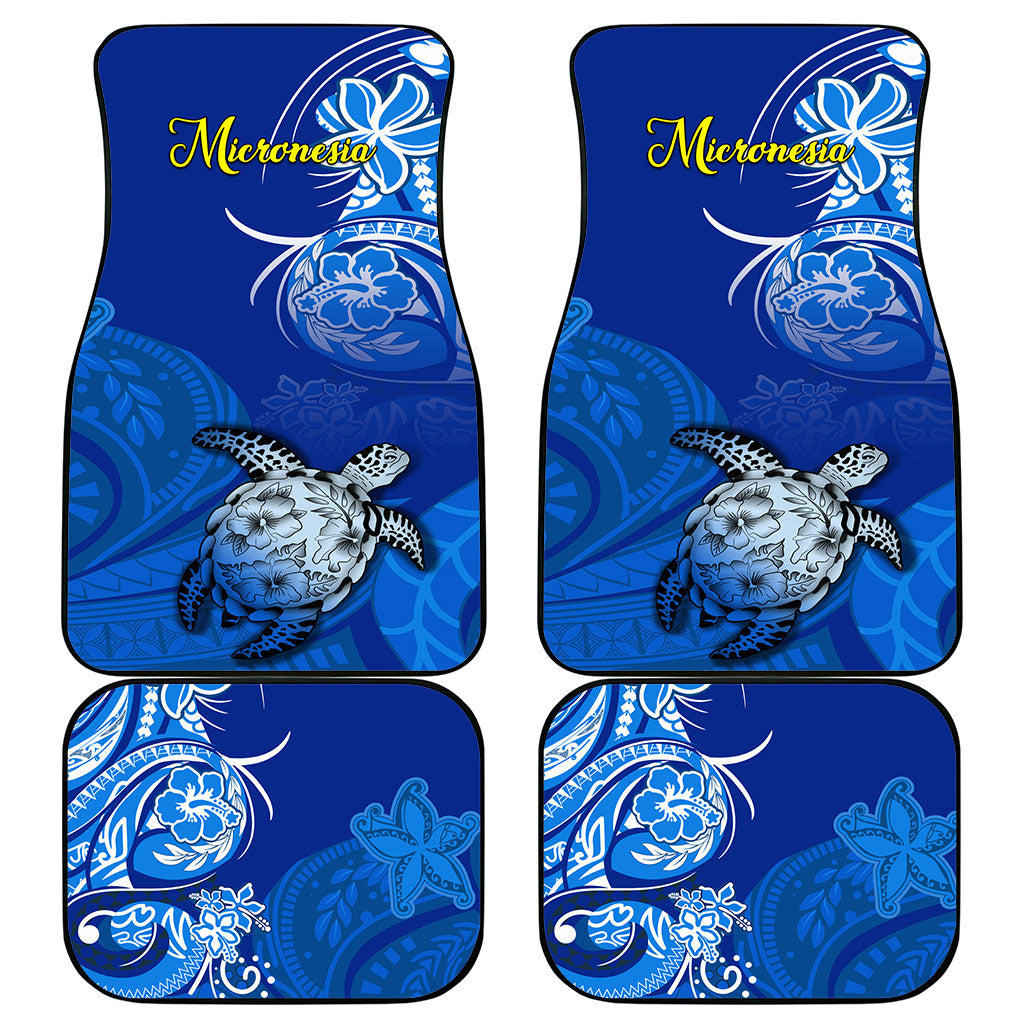 Micronesia Sea Turtle Car Mats Federated States Of Micronesia Tribal Floral Pattern TS04 - Polynesian Pride