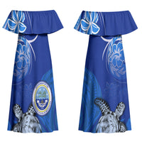 Micronesia Sea Turtle Couples Matching Off Shoulder Maxi Dress and Hawaiian Shirt Federated States Of Micronesia Tribal Floral Pattern TS04 - Polynesian Pride