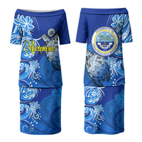 Micronesia Sea Turtle Couples Matching Puletasi and Hawaiian Shirt Federated States Of Micronesia Tribal Floral Pattern TS04 - Polynesian Pride
