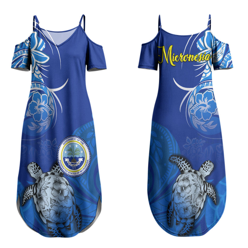 Micronesia Sea Turtle Couples Matching Summer Maxi Dress and Hawaiian Shirt Federated States Of Micronesia Tribal Floral Pattern TS04 - Polynesian Pride