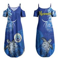 Micronesia Sea Turtle Couples Matching Summer Maxi Dress and Hawaiian Shirt Federated States Of Micronesia Tribal Floral Pattern TS04 - Polynesian Pride