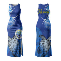 Micronesia Sea Turtle Couples Matching Tank Maxi Dress and Hawaiian Shirt Federated States Of Micronesia Tribal Floral Pattern TS04 - Polynesian Pride