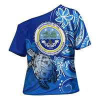 Micronesia Sea Turtle Cross Shoulder Shirt Federated States Of Micronesia Tribal Floral Pattern TS04 - Polynesian Pride