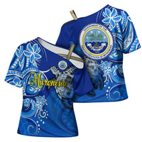 Micronesia Sea Turtle Cross Shoulder Shirt Federated States Of Micronesia Tribal Floral Pattern TS04 - Polynesian Pride