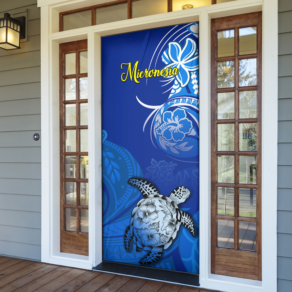 Micronesia Sea Turtle Door Cover Federated States Of Micronesia Tribal Floral Pattern TS04 - Polynesian Pride