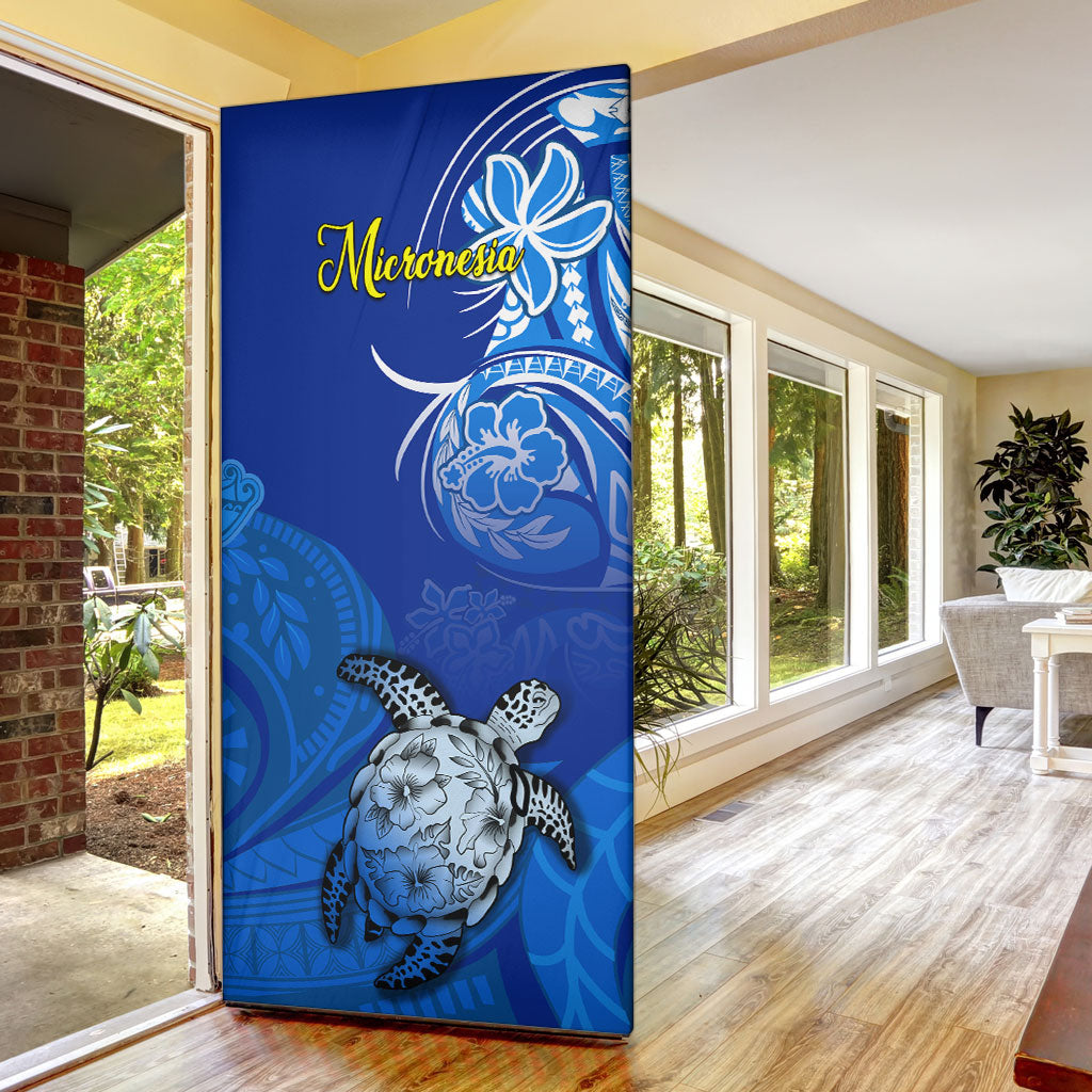 Micronesia Sea Turtle Door Cover Federated States Of Micronesia Tribal Floral Pattern TS04 - Polynesian Pride