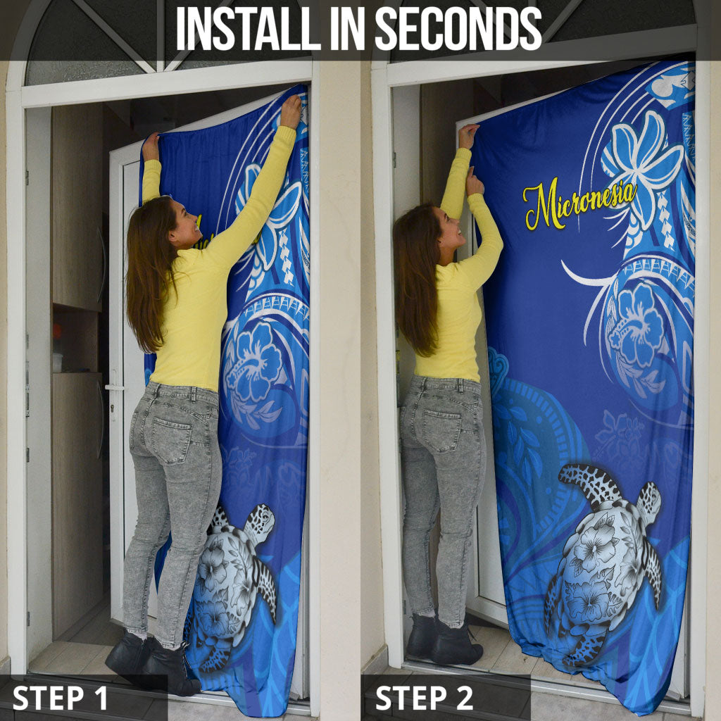 Micronesia Sea Turtle Door Cover Federated States Of Micronesia Tribal Floral Pattern TS04 - Polynesian Pride