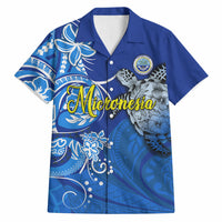 Micronesia Sea Turtle Hawaiian Shirt Federated States Of Micronesia Tribal Floral Pattern TS04 Blue White - Polynesian Pride