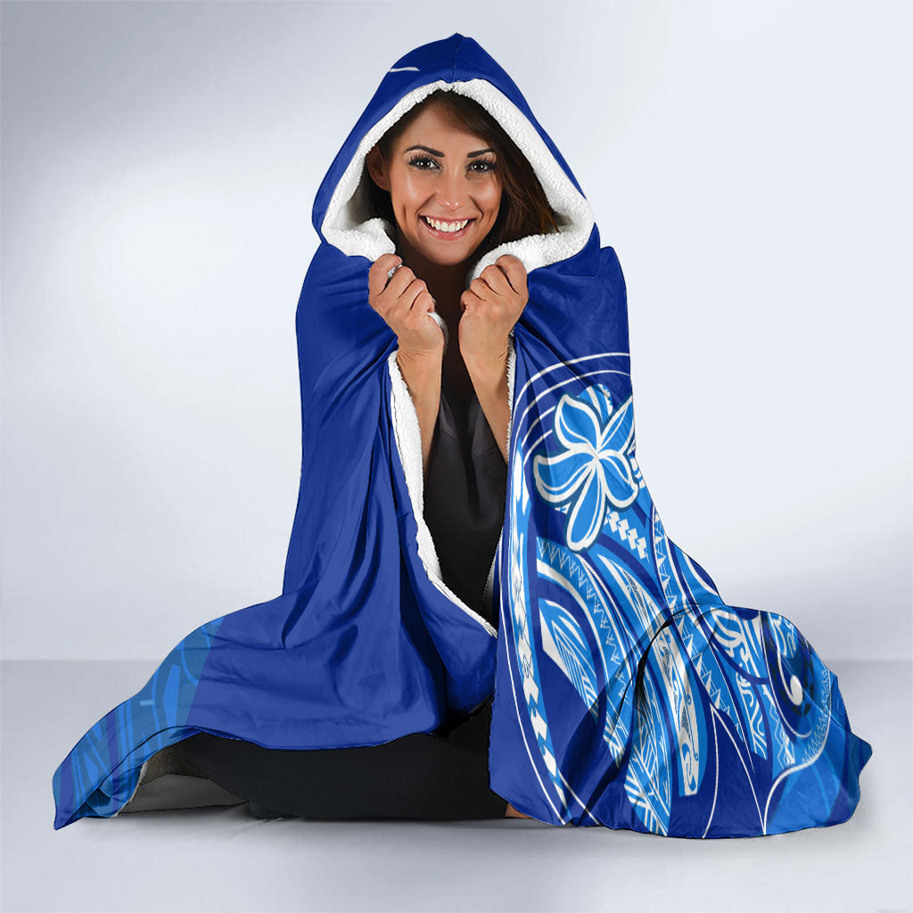 Micronesia Sea Turtle Hooded Blanket Federated States Of Micronesia Tribal Floral Pattern TS04 - Polynesian Pride