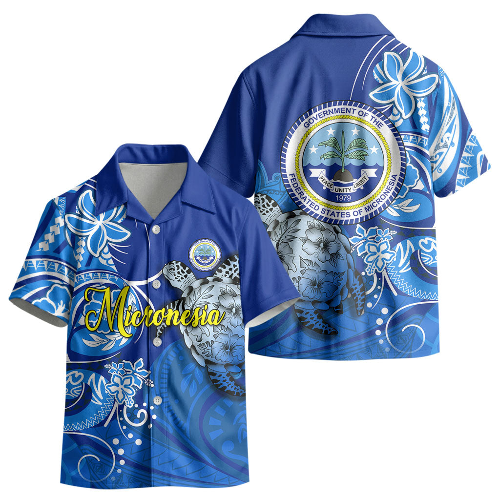 Micronesia Sea Turtle Kid Hawaiian Shirt Federated States Of Micronesia Tribal Floral Pattern TS04 - Polynesian Pride