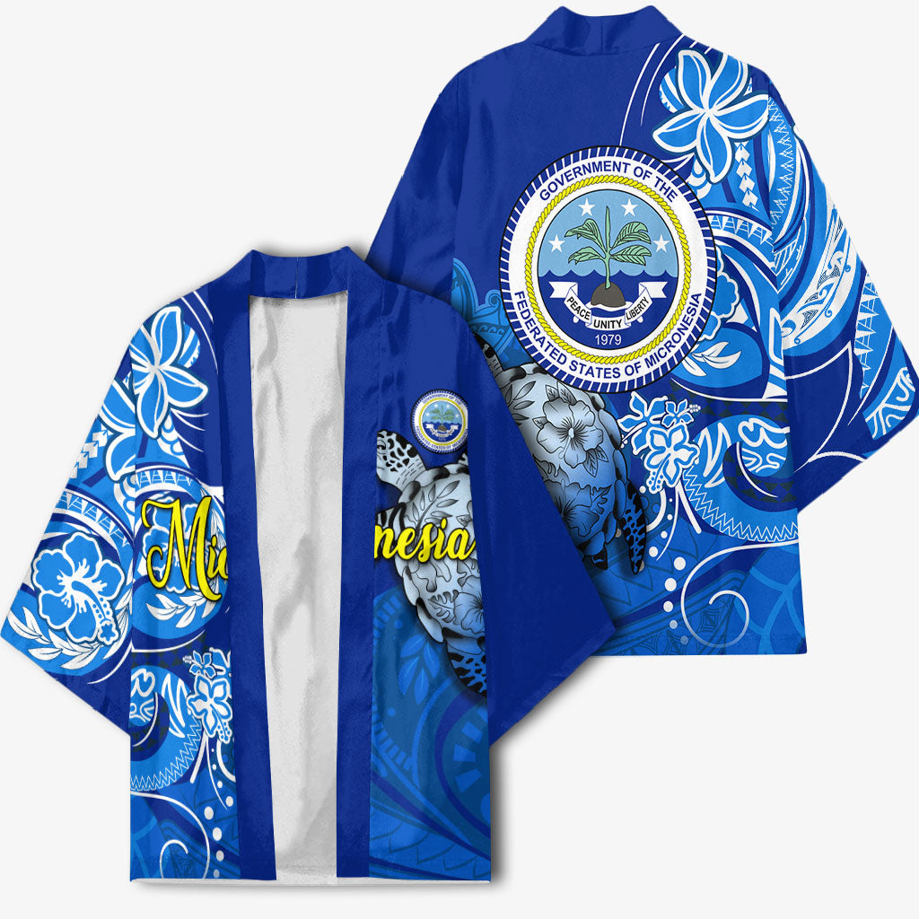 Micronesia Sea Turtle Kimono Federated States Of Micronesia Tribal Floral Pattern TS04 - Polynesian Pride