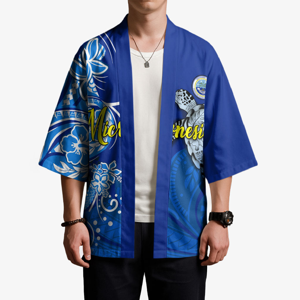 Micronesia Sea Turtle Kimono Federated States Of Micronesia Tribal Floral Pattern TS04 - Polynesian Pride