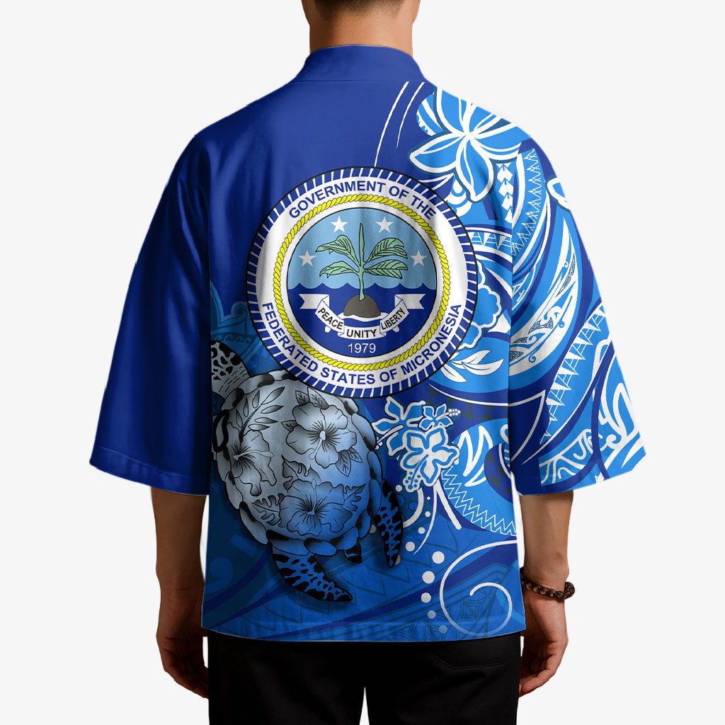 Micronesia Sea Turtle Kimono Federated States Of Micronesia Tribal Floral Pattern TS04 - Polynesian Pride