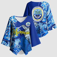 Micronesia Sea Turtle Kimono Sleeve Blouse Federated States Of Micronesia Tribal Floral Pattern TS04 - Polynesian Pride