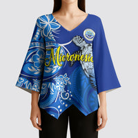 Micronesia Sea Turtle Kimono Sleeve Blouse Federated States Of Micronesia Tribal Floral Pattern TS04 - Polynesian Pride