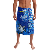 Micronesia Sea Turtle Lavalava Federated States Of Micronesia Tribal Floral Pattern TS04 Blue White - Polynesian Pride