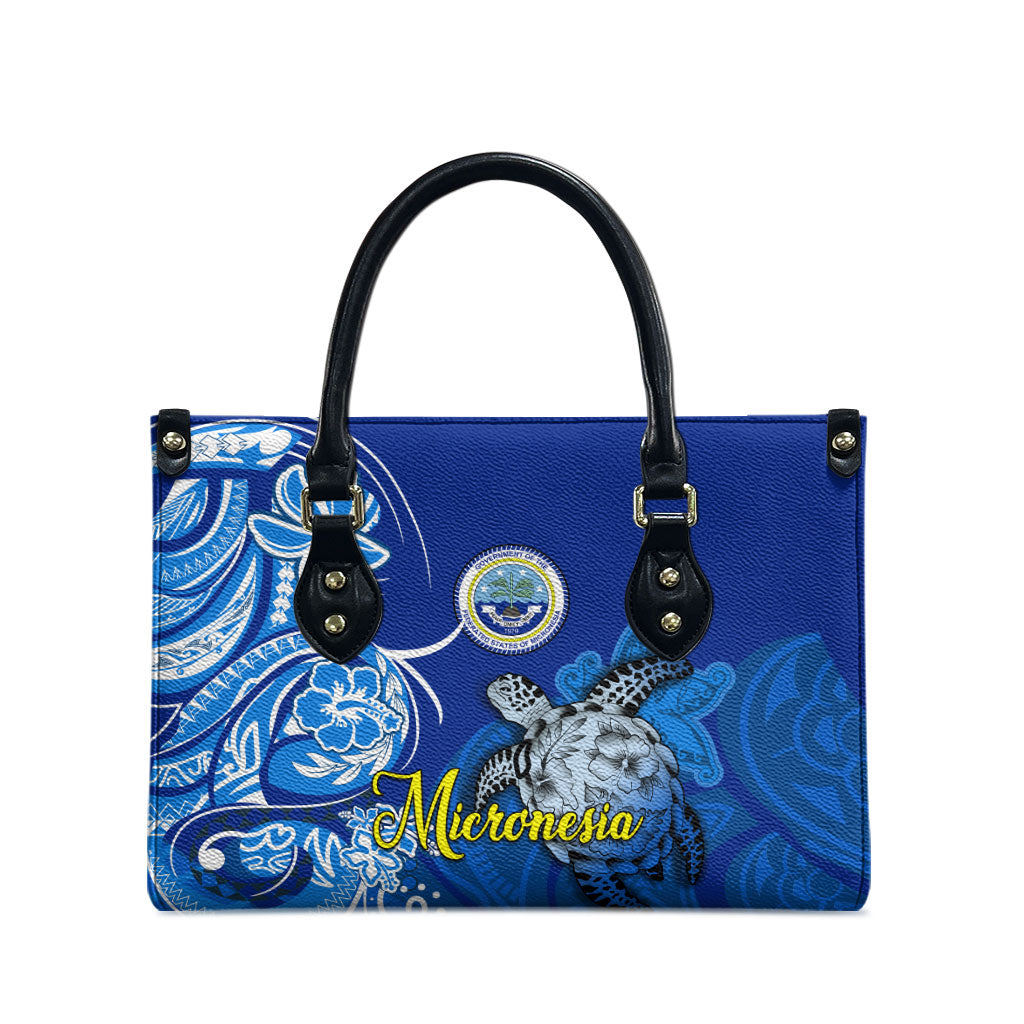 Micronesia Sea Turtle Leather Bag Federated States Of Micronesia Tribal Floral Pattern TS04 - Polynesian Pride