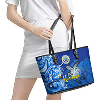 Micronesia Sea Turtle Leather Tote Bag Federated States Of Micronesia Tribal Floral Pattern TS04 - Polynesian Pride