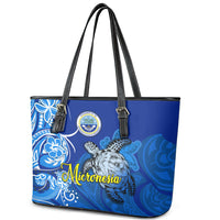 Micronesia Sea Turtle Leather Tote Bag Federated States Of Micronesia Tribal Floral Pattern TS04 - Polynesian Pride