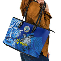 Micronesia Sea Turtle Leather Tote Bag Federated States Of Micronesia Tribal Floral Pattern TS04 - Polynesian Pride