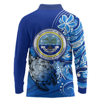 Micronesia Sea Turtle Long Sleeve Polo Shirt Federated States Of Micronesia Tribal Floral Pattern TS04 - Polynesian Pride