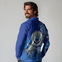 Micronesia Sea Turtle Long Sleeve Polo Shirt Federated States Of Micronesia Tribal Floral Pattern TS04 - Polynesian Pride