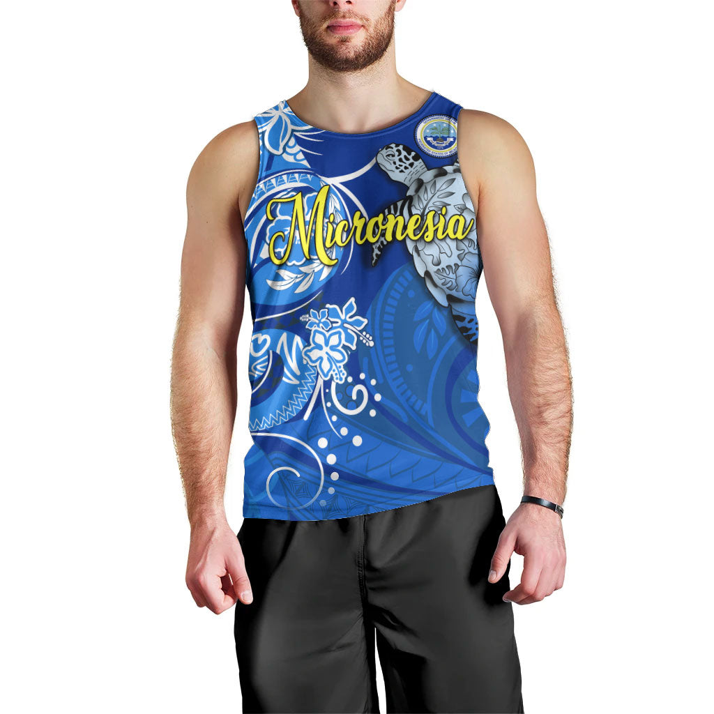 Micronesia Sea Turtle Men Tank Top Federated States Of Micronesia Tribal Floral Pattern TS04 - Polynesian Pride