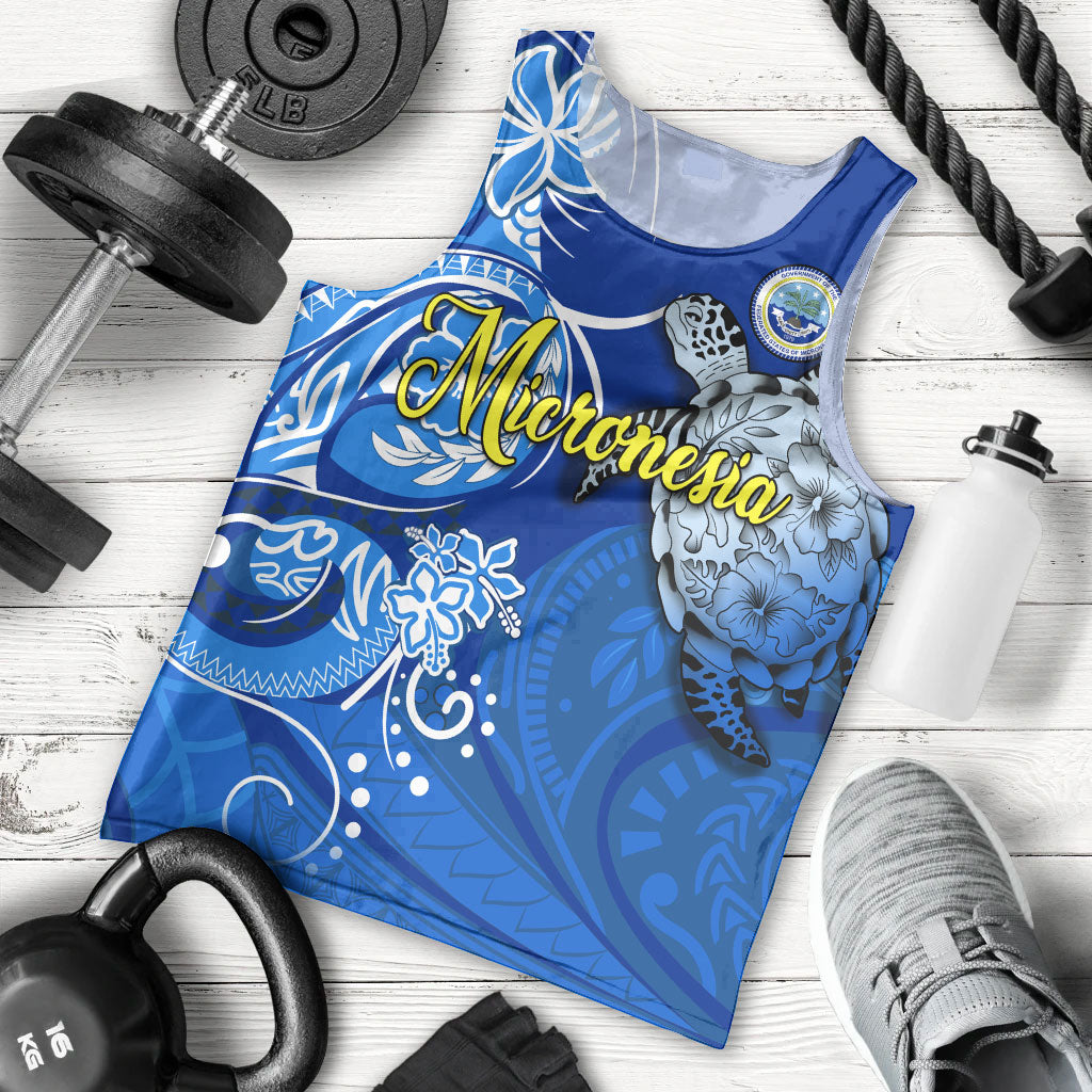 Micronesia Sea Turtle Men Tank Top Federated States Of Micronesia Tribal Floral Pattern TS04 - Polynesian Pride