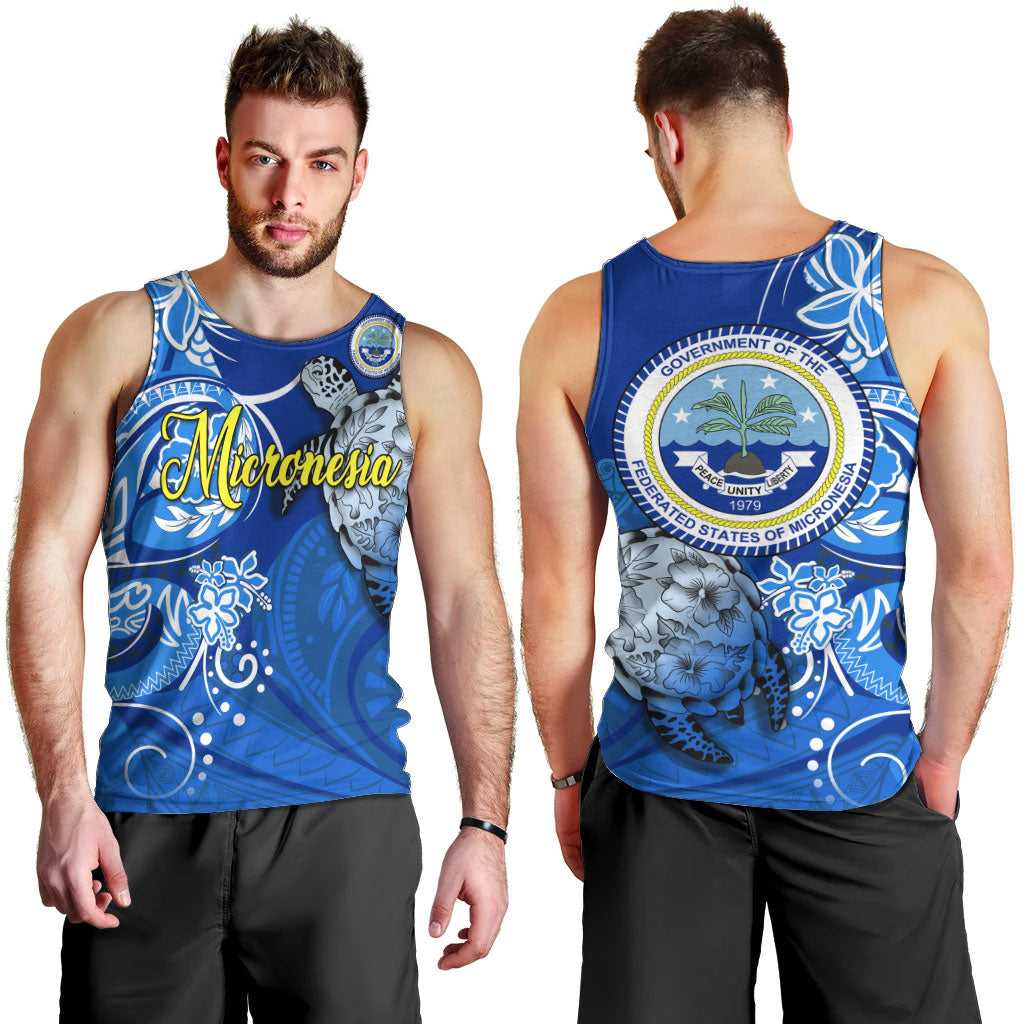 Micronesia Sea Turtle Men Tank Top Federated States Of Micronesia Tribal Floral Pattern TS04 - Polynesian Pride