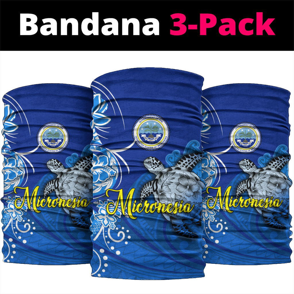 Micronesia Sea Turtle Neck Gaiter Federated States Of Micronesia Tribal Floral Pattern TS04 package One Size: 25*50cm Blue White - Polynesian Pride