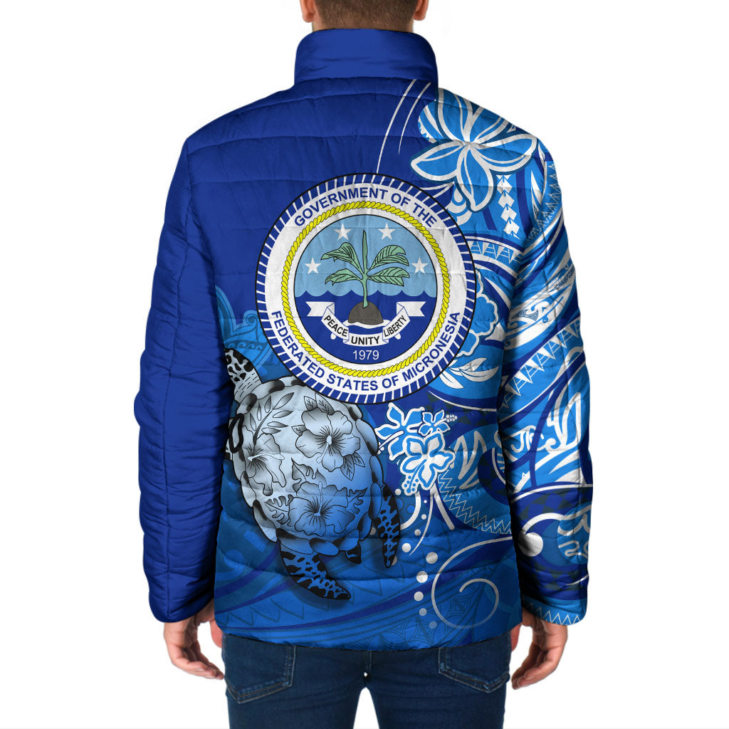 Micronesia Sea Turtle Padded Jacket Federated States Of Micronesia Tribal Floral Pattern TS04 - Polynesian Pride