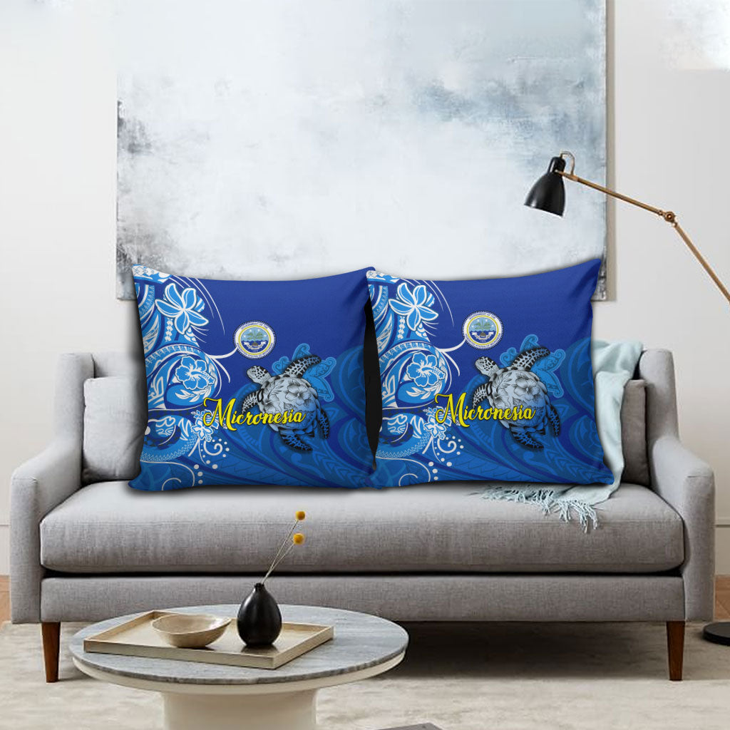 Micronesia Sea Turtle Pillow Cover Federated States Of Micronesia Tribal Floral Pattern TS04 - Polynesian Pride
