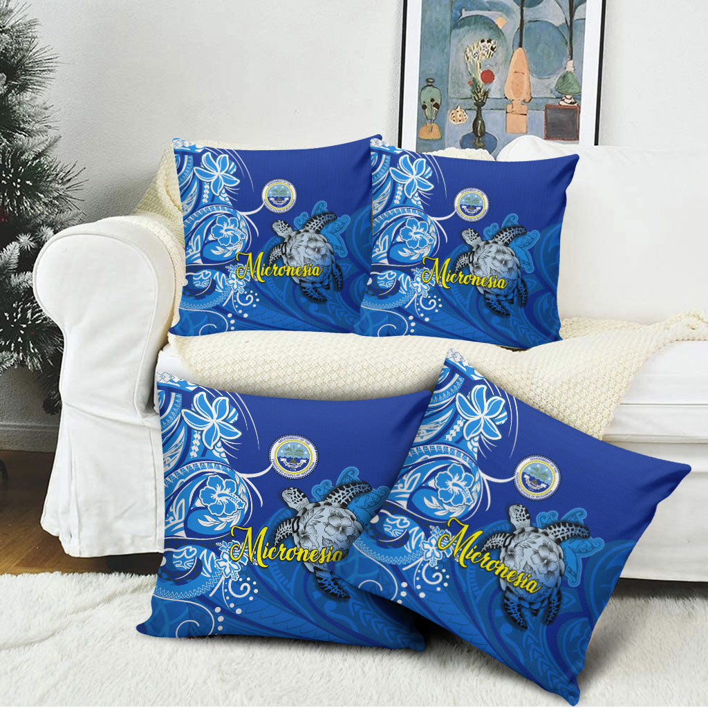 Micronesia Sea Turtle Pillow Cover Federated States Of Micronesia Tribal Floral Pattern TS04 - Polynesian Pride