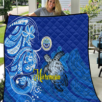 Micronesia Sea Turtle Quilt Federated States Of Micronesia Tribal Floral Pattern TS04 Blue White - Polynesian Pride