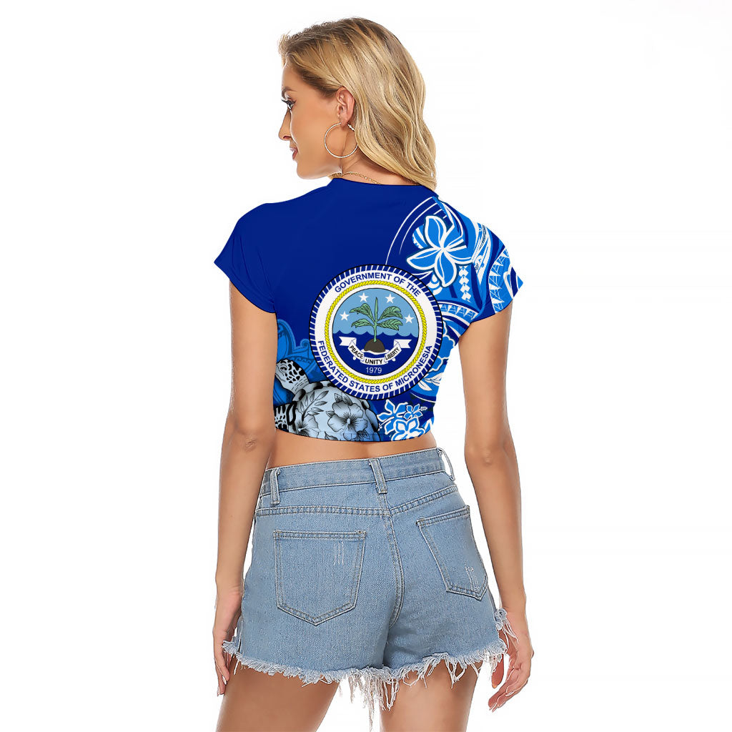 Micronesia Sea Turtle Raglan Cropped T Shirt Federated States Of Micronesia Tribal Floral Pattern TS04 - Polynesian Pride