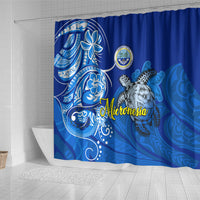 Micronesia Sea Turtle Shower Curtain Federated States Of Micronesia Tribal Floral Pattern TS04 - Polynesian Pride