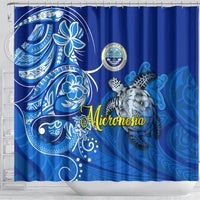 Micronesia Sea Turtle Shower Curtain Federated States Of Micronesia Tribal Floral Pattern TS04 - Polynesian Pride