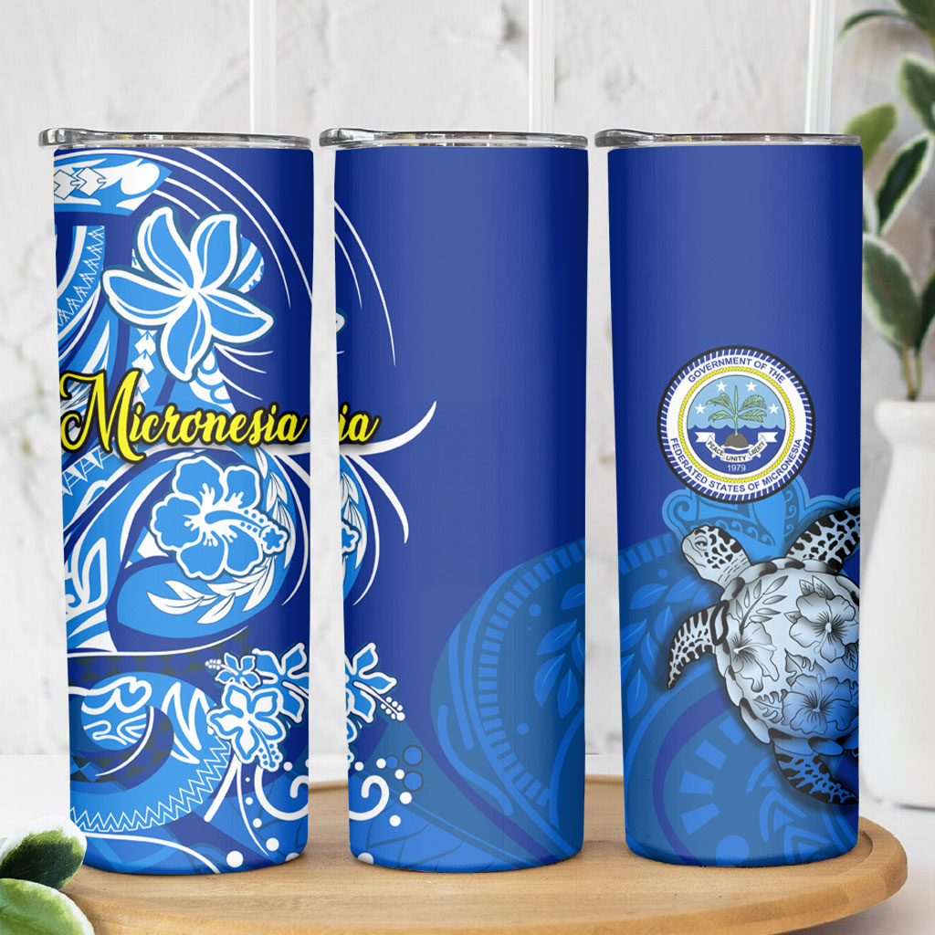 Micronesia Sea Turtle Skinny Tumbler Federated States Of Micronesia Tribal Floral Pattern TS04 - Polynesian Pride