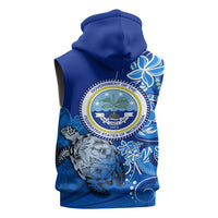 Micronesia Sea Turtle Sleeveless Hoodie Federated States Of Micronesia Tribal Floral Pattern TS04 - Polynesian Pride