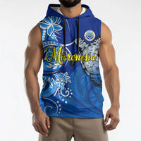 Micronesia Sea Turtle Sleeveless Hoodie Federated States Of Micronesia Tribal Floral Pattern TS04 - Polynesian Pride