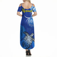 Micronesia Sea Turtle Summer Maxi Dress Federated States Of Micronesia Tribal Floral Pattern TS04 - Polynesian Pride