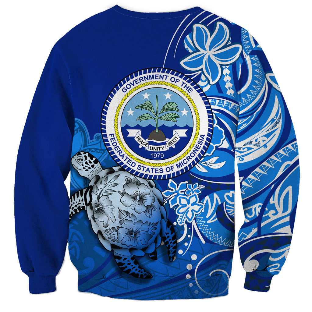 Micronesia Sea Turtle Sweatshirt Federated States Of Micronesia Tribal Floral Pattern TS04 - Polynesian Pride