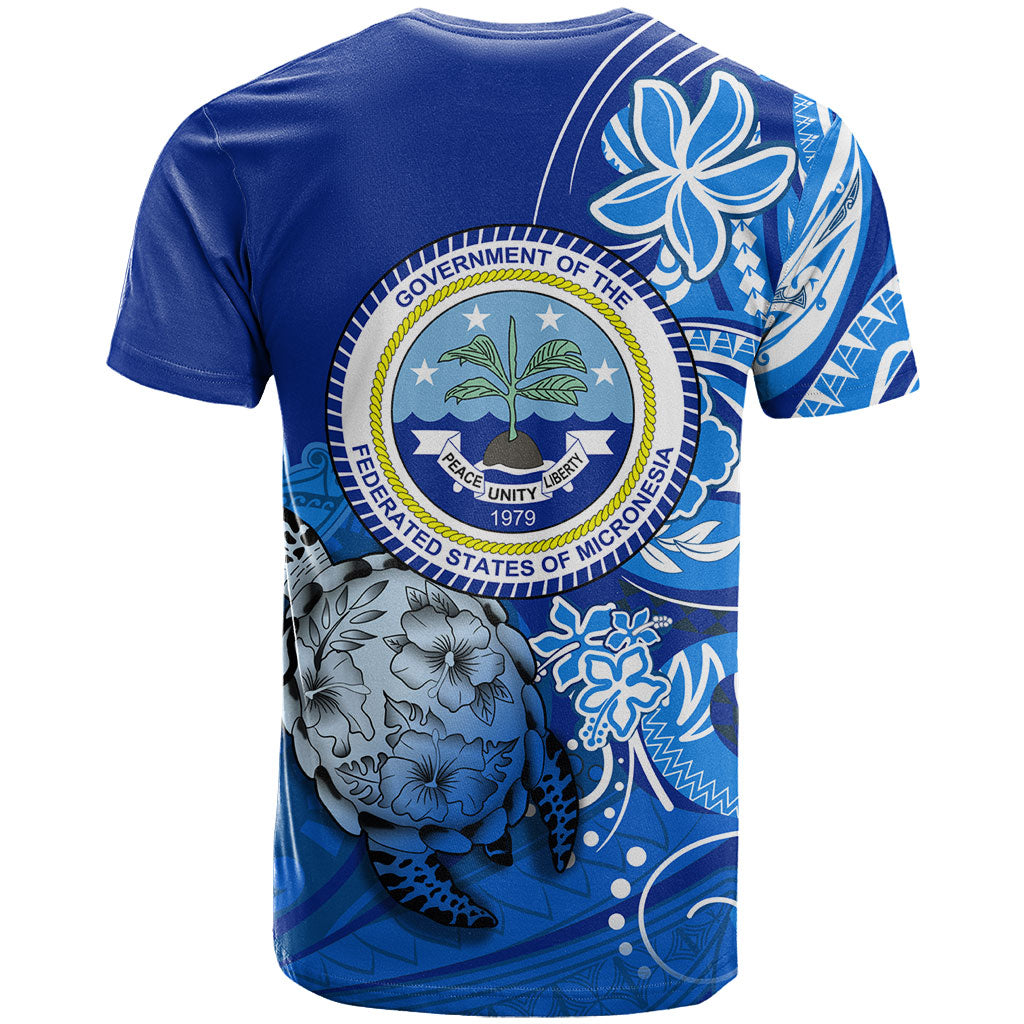 Micronesia Sea Turtle T Shirt Federated States Of Micronesia Tribal Floral Pattern TS04 - Polynesian Pride