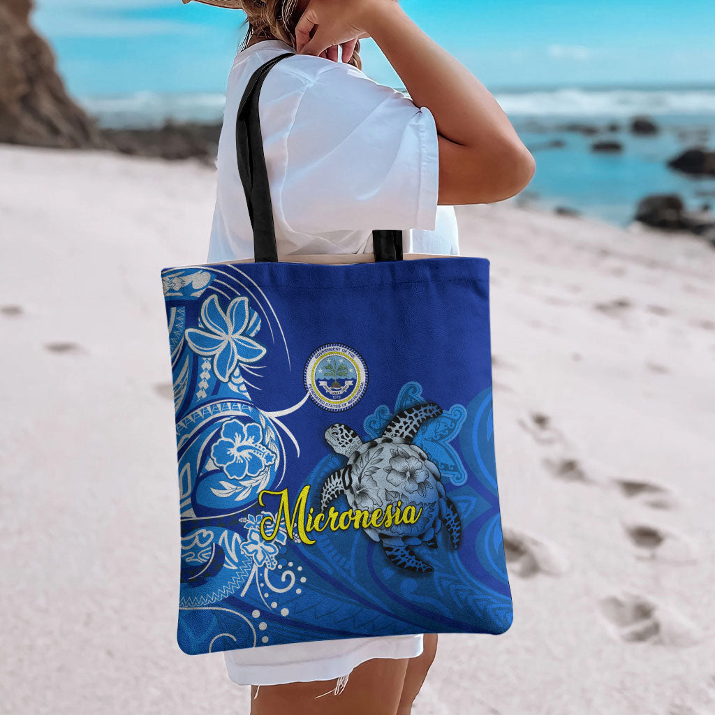 Micronesia Sea Turtle Tote Bag Federated States Of Micronesia Tribal Floral Pattern TS04 - Polynesian Pride