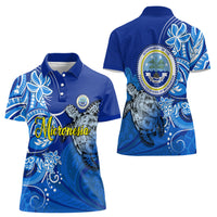 Micronesia Sea Turtle Women Polo Shirt Federated States Of Micronesia Tribal Floral Pattern TS04 - Polynesian Pride