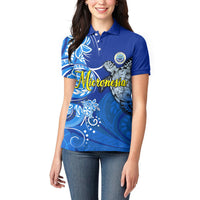 Micronesia Sea Turtle Women Polo Shirt Federated States Of Micronesia Tribal Floral Pattern TS04 - Polynesian Pride